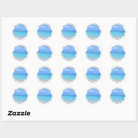 Beautiful Turquoise Tropical Beach - Address Ronde Sticker (Vel)