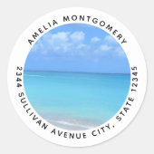 Beautiful Turquoise Tropical Beach - Address Ronde Sticker (Voorkant)