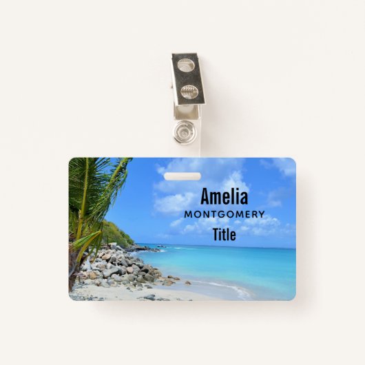 Beautiful Turquoise Tropical Beach Badge (Voorkant met clip)