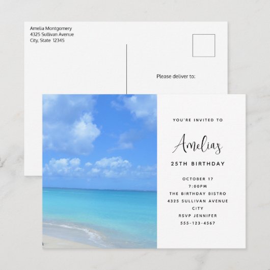 Beautiful Turquoise Tropical Beach  Birthday Briefkaart (Voorkant / Achterkant)