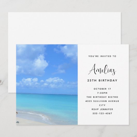 Beautiful Turquoise Tropical Beach  Birthday Kaart (Voorkant / Achterkant)