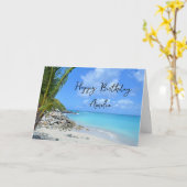 Beautiful Turquoise Tropical Beach  Birthday Kaart (Gele Bloem)