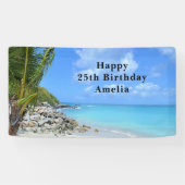 Beautiful Turquoise Tropical Beach Birthday Spandoek (Horizontaal)