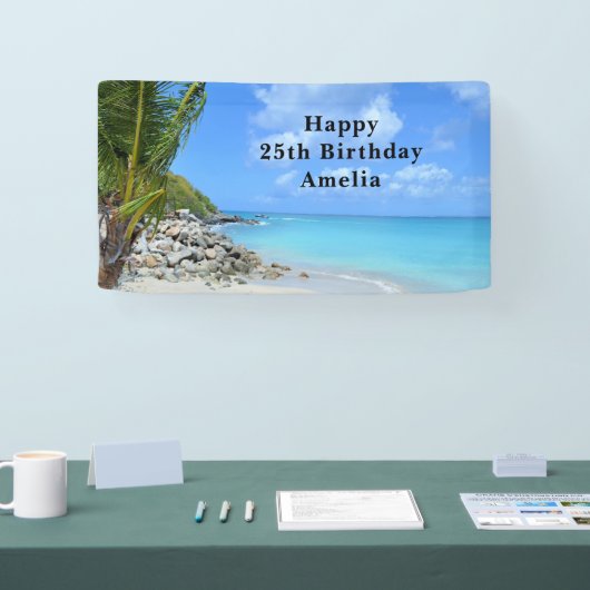Beautiful Turquoise Tropical Beach Birthday Spandoek (Beurs)