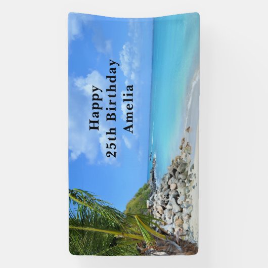 Beautiful Turquoise Tropical Beach Birthday Spandoek (Verticaal)