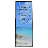 Beautiful Turquoise Tropical Beach Birthday Wijn Cadeautas (Voorkant)