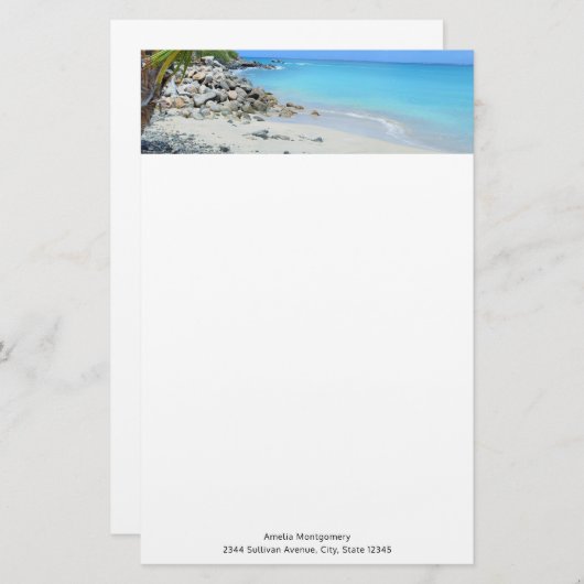 Beautiful Turquoise Tropical Beach Briefpapier (Voorkant / Achterkant)