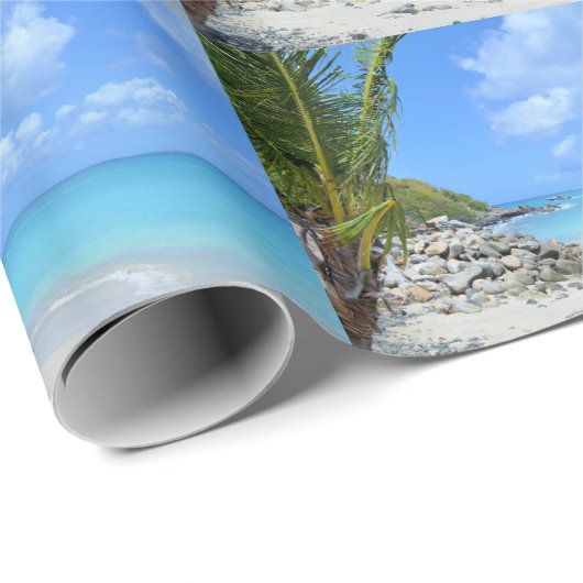 Beautiful Turquoise Tropical Beach Pattern Cadeaupapier (Rol Hoek)