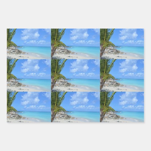 Beautiful Turquoise Tropical Beach Pattern Inpakpapier Vel (Voorkant 2)