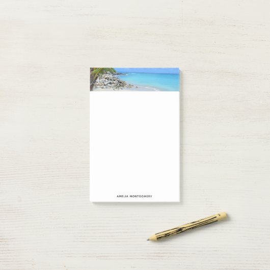 Beautiful Turquoise Tropical Beach  Post-it® Notes (Op bureau)