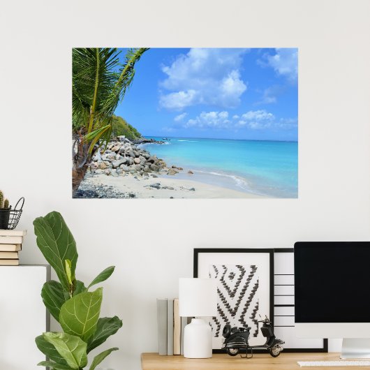 Beautiful Turquoise Tropical Beach Poster (Thuiskantoor)
