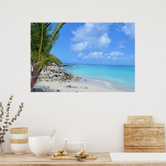 Beautiful Turquoise Tropical Beach Poster (Keuken)