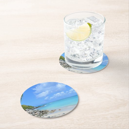Beautiful Turquoise Tropical Beach Ronde Kartonnen Onderzetter (Insitu)