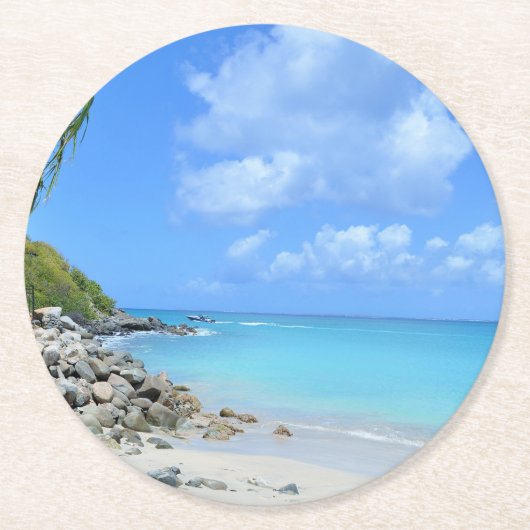 Beautiful Turquoise Tropical Beach Ronde Kartonnen Onderzetter (Voorkant)