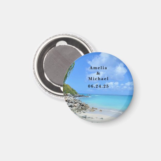 Beautiful Turquoise Tropical Beach Save the Date Magneet (Voorkant / Achterkant)