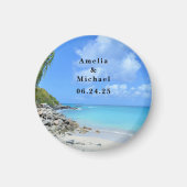 Beautiful Turquoise Tropical Beach Save the Date Magneet (Voorkant)