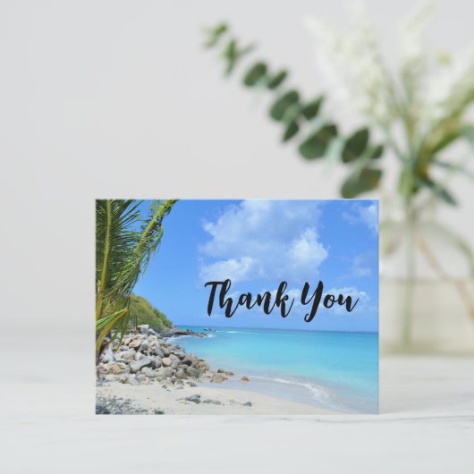 Beautiful Turquoise Tropical Beach Thank You Briefkaart (Staand voorkant)