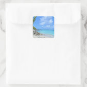 Beautiful Turquoise Tropical Beach Vierkante Sticker (Tas)