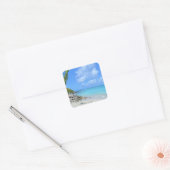 Beautiful Turquoise Tropical Beach Vierkante Sticker (Envelop)