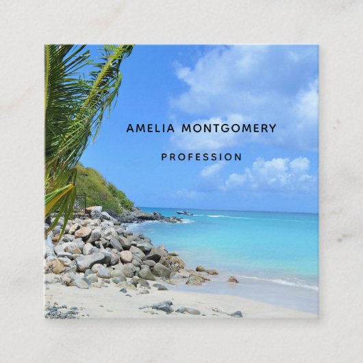 Beautiful Turquoise Tropical Beach  Vierkante Visitekaartje (Voorkant)