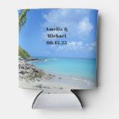 Beautiful Turquoise Tropical Beach Wedding Blikjeskoeler (Voorkant)