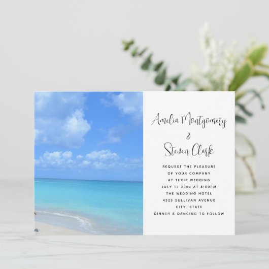 Beautiful Turquoise Tropical Beach Wedding Kaart (Staand voorkant)