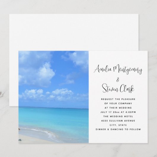 Beautiful Turquoise Tropical Beach Wedding Kaart (Voorkant / Achterkant)