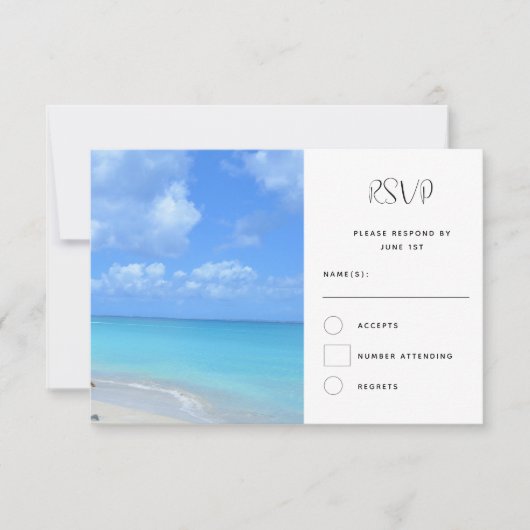 Beautiful Turquoise Tropical Beach Wedding RSVP Kaartje (Voorkant)