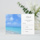 Beautiful Turquoise Tropical Beach Wedding RSVP Kaartje (Staand voorkant)