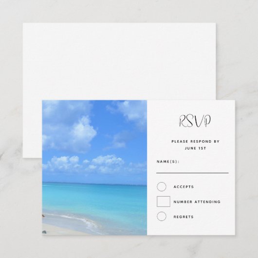 Beautiful Turquoise Tropical Beach Wedding RSVP Kaartje (Voorkant / Achterkant)