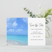 Beautiful Turquoise Tropical Beach Wedding Save The Date (Staand voorkant)