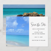 Beautiful Turquoise Tropical Beach Wedding Save The Date (Voorkant / Achterkant)