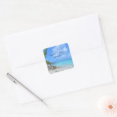 Beautiful Turquoise Tropical Beach - Wedding Vierkante Sticker (Envelop)