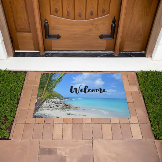 Beautiful Turquoise Tropical Beach Welcome Deurmat (Buiten)