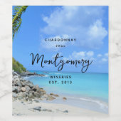 Beautiful Turquoise Tropical Beach Wine Making Wijn Etiket (Enkel label)