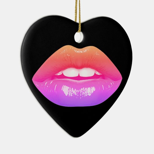 Beautiful Two-Tone Lips on a Valentines Day Tree Keramisch Ornament (Rechts)
