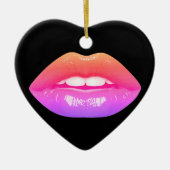 Beautiful Two-Tone Lips on a Valentines Day Tree Keramisch Ornament (Voorkant)