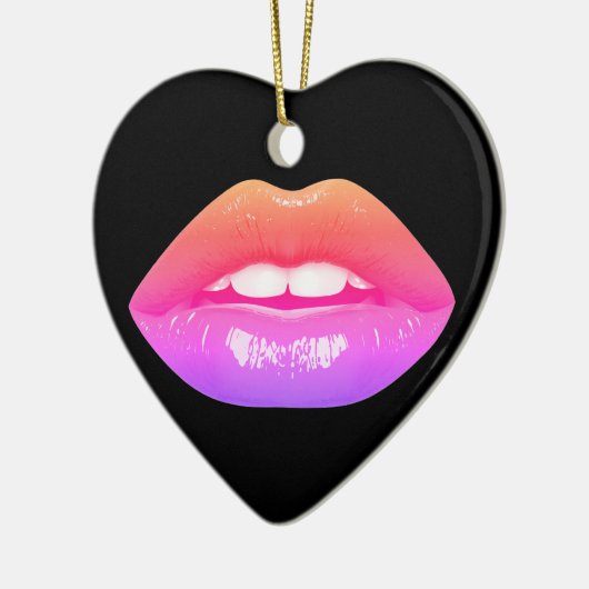 Beautiful Two-Tone Lips on a Valentines Day Tree  Keramisch Ornament (Links)