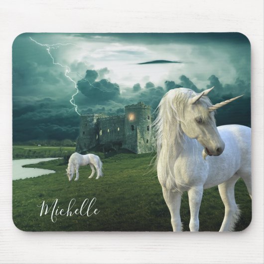 Beautiful Unicorn Castle Fantasy Personalized Muismat (Voorkant)