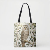 Beautiful Ural Owl And Magnolia Blossoms Tote Bag (Voorkant)