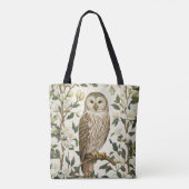 Beautiful Ural Owl And Magnolia Blossoms Tote Bag (Achterkant)