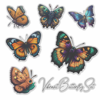 Beautiful vibrant colours Butterfly Set Sticker