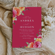 Beautiful Vibrant Pink Watercolor Floral Wedding