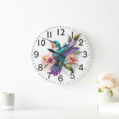 Beautiful Vibrant Watercolor Hummingbird Print Grote Klok (Huis)