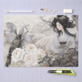 Beautiful Vintage Asian & Black Raven Tissuepapier (Craft)