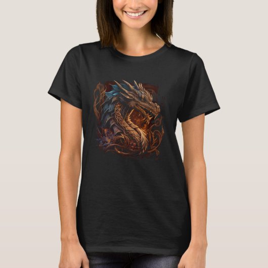 Beautiful Vintage Dragon Fantasy Cool Illustratio T-shirt (Voorkant)
