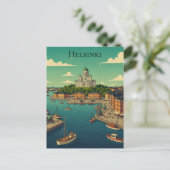 Beautiful Vintage Helsinki Finland Cityscape Briefkaart (Staand voorkant)
