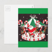 Beautiful Vintage Mid Century Santa & Reindeer Feestdagenkaart (Voorkant / Achterkant)