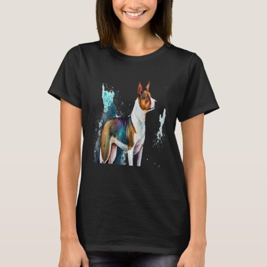 Beautiful Watercolor Basenji Portrait T-shirt (Voorkant)