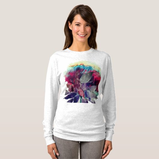 Beautiful Watercolor Blossom Flowers T-shirt (Voorkant volledig)